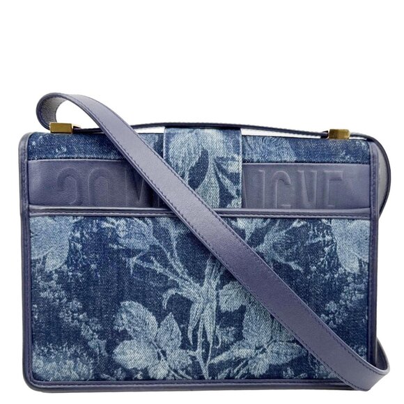 Christian Dior  Montaigne 30 Flowers Print Denim Shoulder Bag Blue - Picture 4 of 13